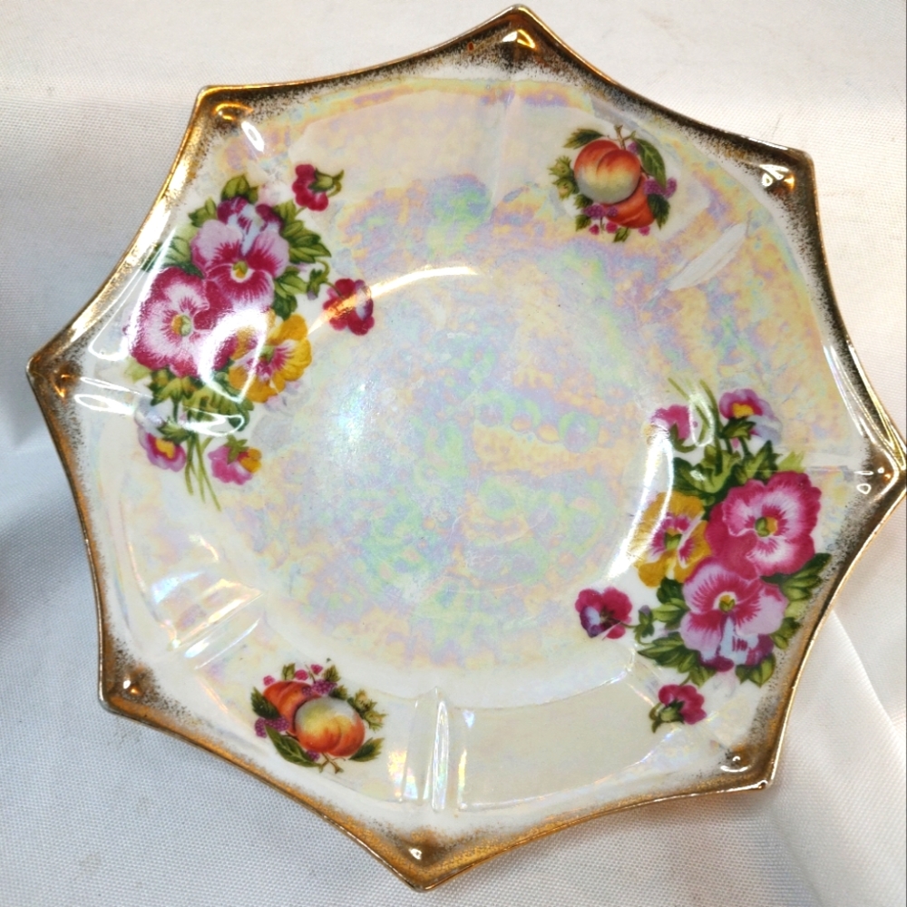Trimont Ware Bowl Made in Japan 1950's Stunning Iridescent Colors Original Label